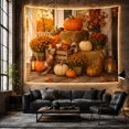 thumbnail image 6 of Rich Harvest Wooden with Porch Harvest Toned Pumpkin Resting, Mystical Fantasy for Space Lovers, Galaxy Room Decor, Halloween Gift, Tapestry Wall Hanging for Bedroom and Dorm, 6 of 7