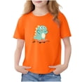 thumbnail image 3 of Piuwrlz Short Shirts Sleeve Kids Girls Graphic T-Shirts Crew Neck Pullover Orange Size 4-5 Years, 3 of 7