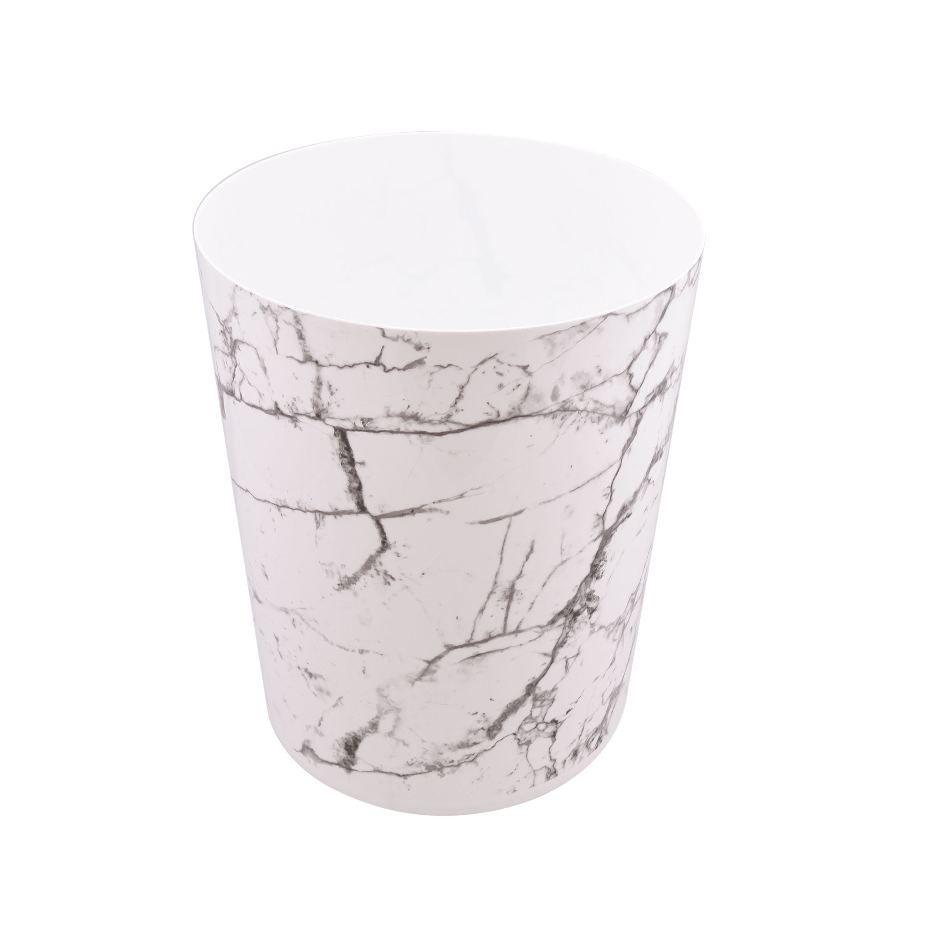 (2 pack) Mainstays Bathroom Trash Can, 5 Gallon Marble Plastic Garbage Bucket Bin with No Lid, White
