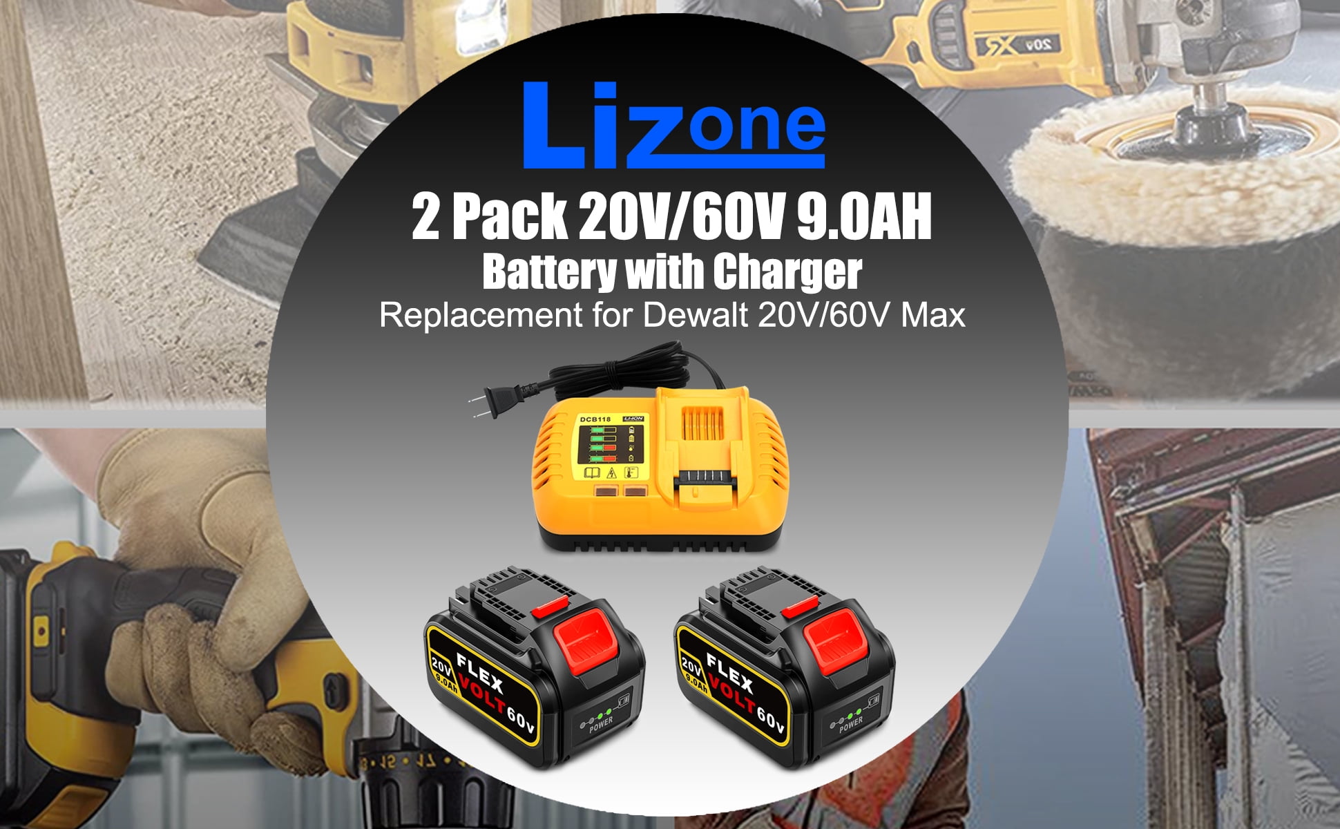 2-Pack 9.0Ah Replacement Battery For DEWALT 20V/60V Flexvolt – Compatible With DCB609, DCB606, DCB612, DCB200, And More (9000mAh, Li-Ion)