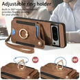 thumbnail image 5 of Phone Case for Google Pixel 8 Pro 5G Wallet Cover with Screen Protector Wrist Strap Lanyard RFID Credit Card Holder Ring Stand Cell Accessories Pixel8Pro Pixel8 XL Eight 8Pro Women Men Brown, 5 of 7