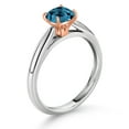 thumbnail image 3 of Gem Stone King 0.66 Ct Cushion London Blue Topaz 10K White Gold Engagement Ring with Rose Gold Prongs (Size 7), 3 of 4