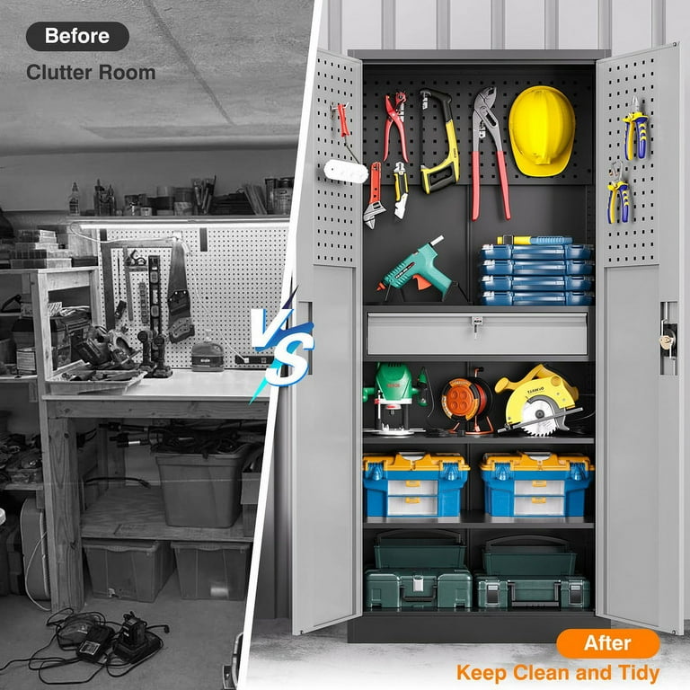 Fesbos Metal Tool Storage Cabinet, Garage Storage with Fesbos Metal Tool Storage Cabinet, Garage Storage with