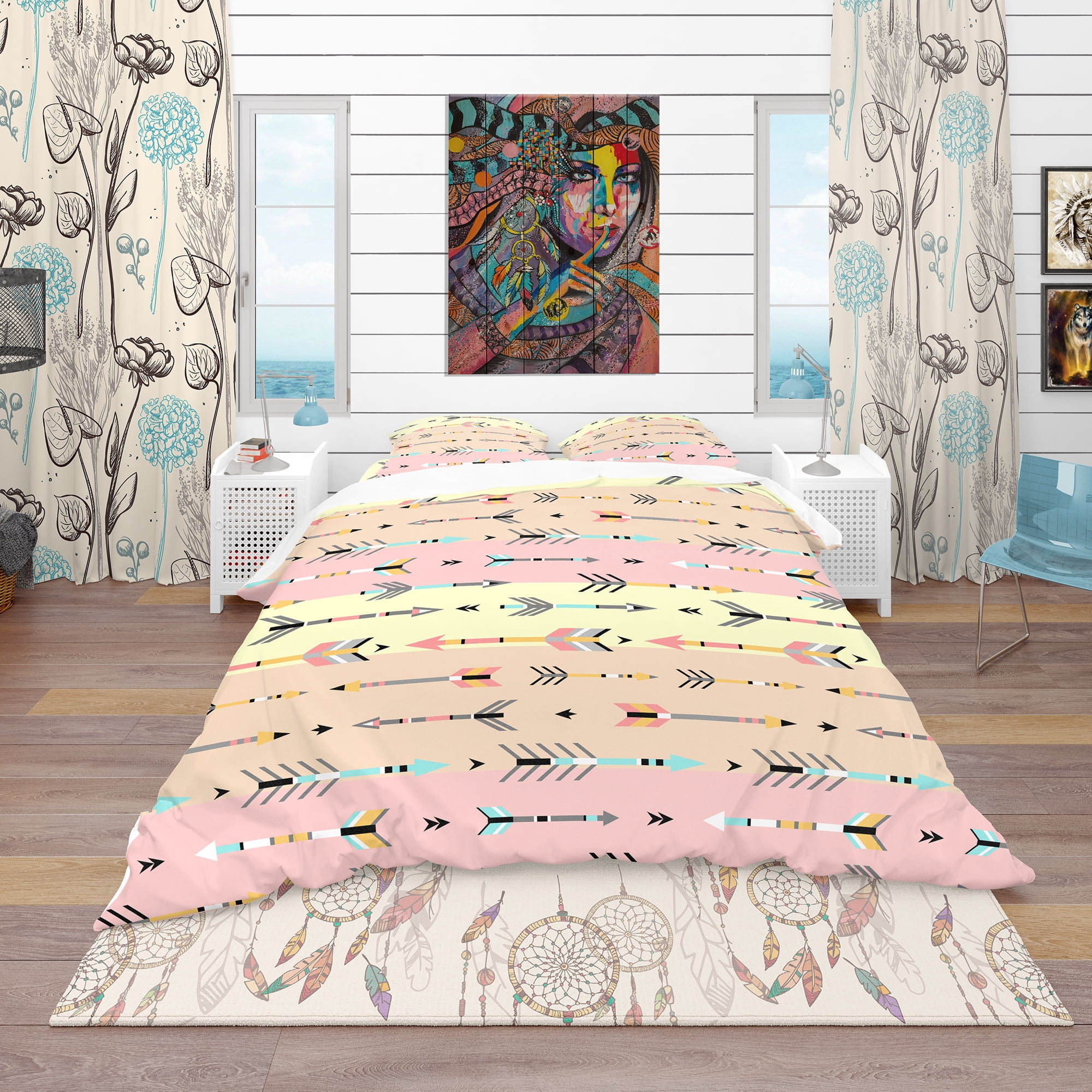Designart 'Tribal Arrows Boho Pattern' Southwestern Duvet Cover Set