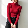 thumbnail image 5 of Xdegoge Turtleneck Tops for Women Long Sleeve Ribbed Knit Slim Fit Casual Basic Mock Neck Clothes Fall Winter Warm Comfy Layering Stretch Soft Sweaters, 5 of 9
