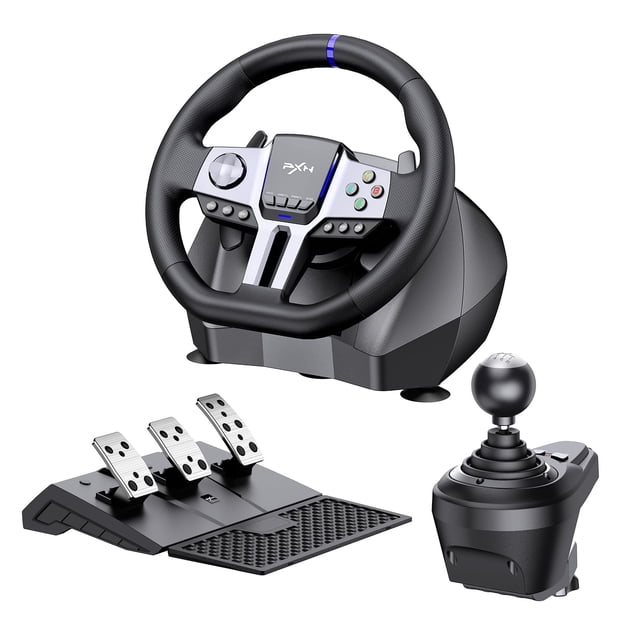 Volante de carreras PXN V9 GEN2 USB 270/900° con pedales y palanca de cambios