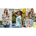 thumbnail image 6 of Fantaslook Dressy Blouses for Women Pleated Short Sleeve Tunic Tops Casual Floral Shirts, 6 of 7