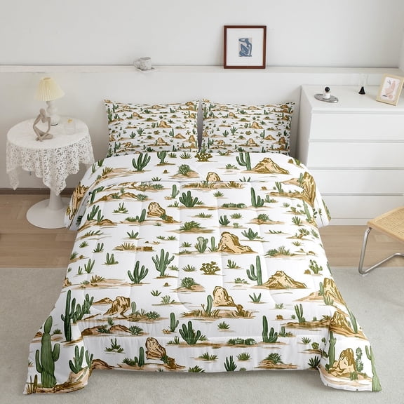 Erosebridal Western Cowboy Comforter Sets Queen Size, Rustic Cactus Comforters & Duvets, Farmhouse Decoration, Lightweight 3pcs