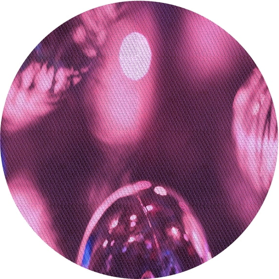 Ahgly Company Machine Washable Indoor Round Transitional Neon Pink Area Rugs, 7' Round