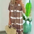 thumbnail image 2 of Susanny Swing Dress for Women V Neck Short Sleeve Shift T Shirt Midi Dresses 2023 Striped Knee Length Plus Size Sun Dress Khaki 5XL, 2 of 7