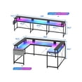 thumbnail image 3 of Ourlova U Shaped Desk. 126 Inch Gaming Desk With Monitor Stand And LED Lights. Reversible Shaped Large Computer Desk With Power Outlets. Large Corner Office Desk With Storage Bag And Hooks, 3 of 7