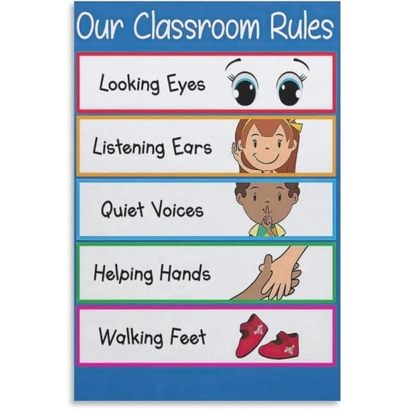 Posters Classroom Poster Preschool Classroom Rules Poster Children's Education Poster and Prints Wall Art Pictures for Living Room Bedroom Decor poster