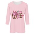 thumbnail image 4 of VgaVtl Plus Size Tshirts Women Valentines Day Pink 3/4 Sleeve Women's Tops Casual Festivals Layering Loose Love Print Tops, 4 of 4