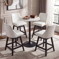 thumbnail image 2 of Firmoz 26" Swivel Bar Stools, PU Leather Upholstered Solid Wood Pub Chairs with Nailhead Trim, White, 2 of 13