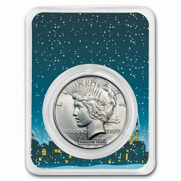 1922-1935 Peace Silver Dollar BU - w/Snowy Village Card