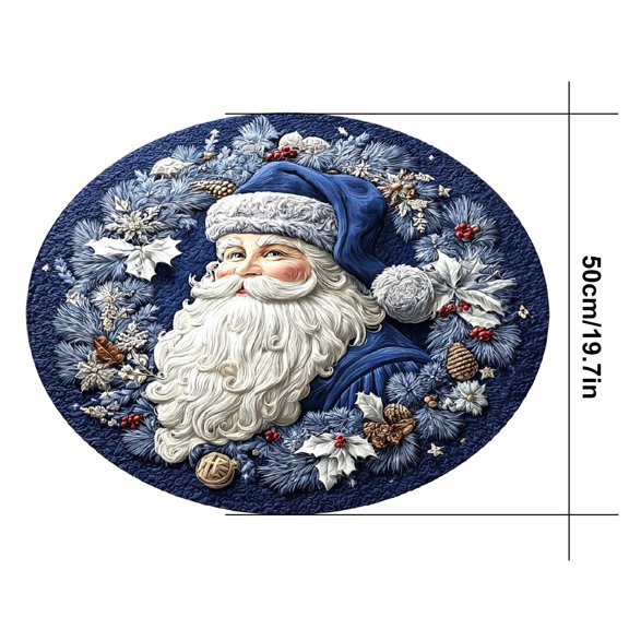 Christmas Round Area Rug Winter Scene Print Soft Non-Slip Washable Indoor Carpet for Living Room Bedroom Entryway Decor