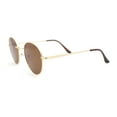 thumbnail image 3 of Retro Round Hipster Classy Metal Rim Dad Style Sunglasses Gold - Brown, 3 of 4