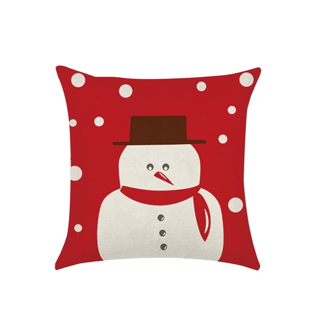 Billuyoard Funda de almohada navideña, mezcla de fibra de lino, funda decorativa para cojín de coche, cuadrado de Navidad, 45x45cm Decoración del hogar No.07