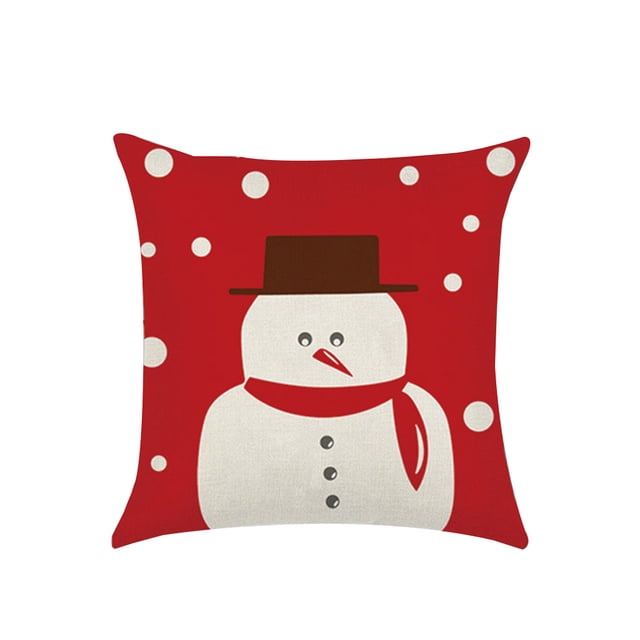 Advancent Funda de almohada cuadrada de algodón y lino para coche, funda de almohada para cojín navideño Decoración del hogar No.07