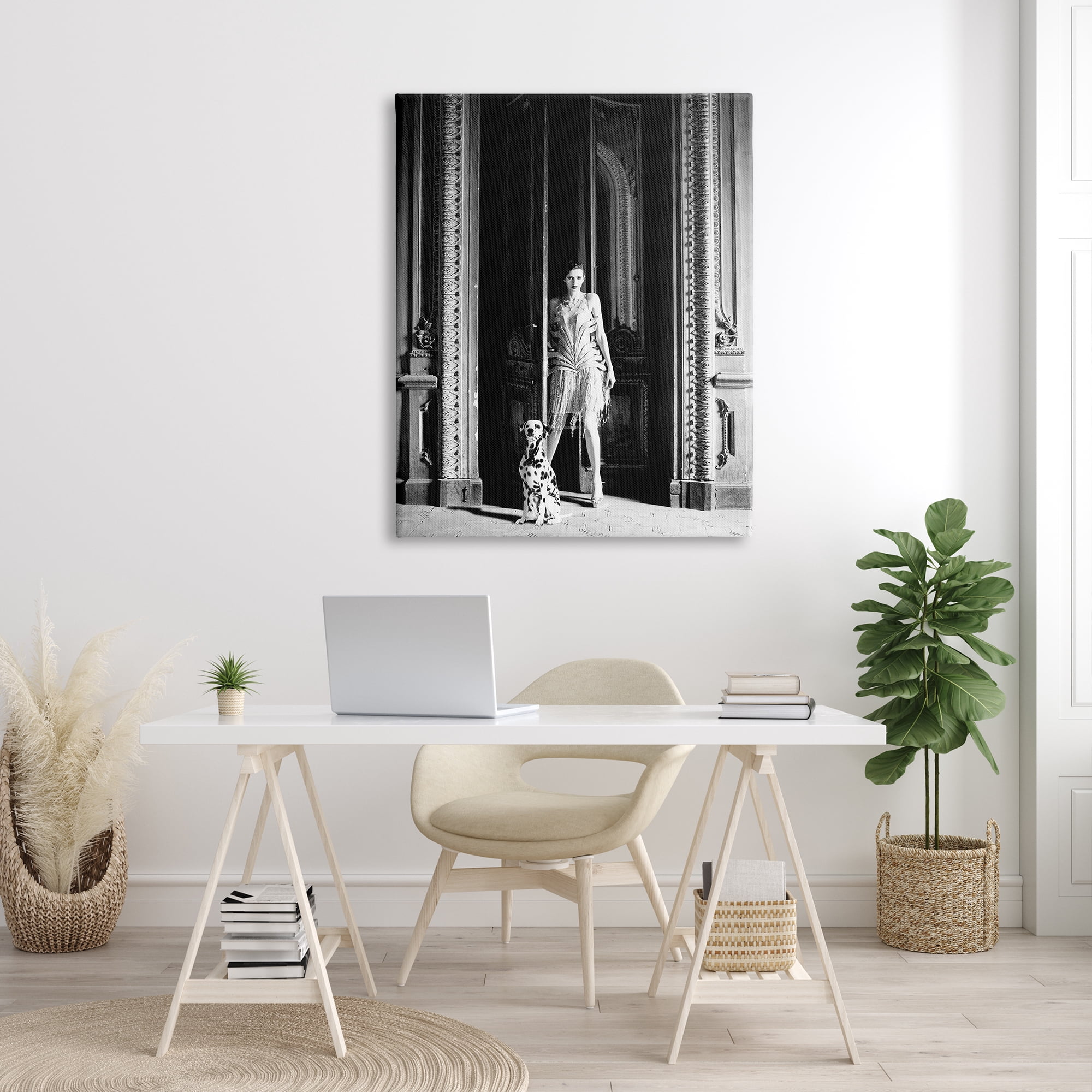 Stupell Industries Upscale Fashion Woman Dalmatian Dog Ornate Building Photograph Gallery Wrapped Canvas Print Wall Art, Design by Leah Straatsma
