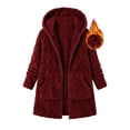 thumbnail image 4 of Enjoytime Winter Coats for Women Hooded Zip Up Textured Fleece Jacket Cozy Thick Warm Mid Length Outerwear Cozy Plus Size Clothes, 4 of 5