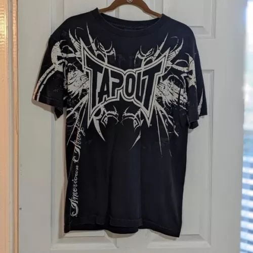 Y2k Tapout Skull Graphic t shirts Men Streetwear Casual Hip Hop