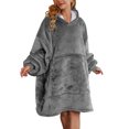 thumbnail image 3 of Sherpa Hoodie Sweatshirt Blanket, Plush Pullover Blanket with Hood, Oversized Hoodie Hooded Pullover Women's Blanket Hoodie Grey, 3 of 6