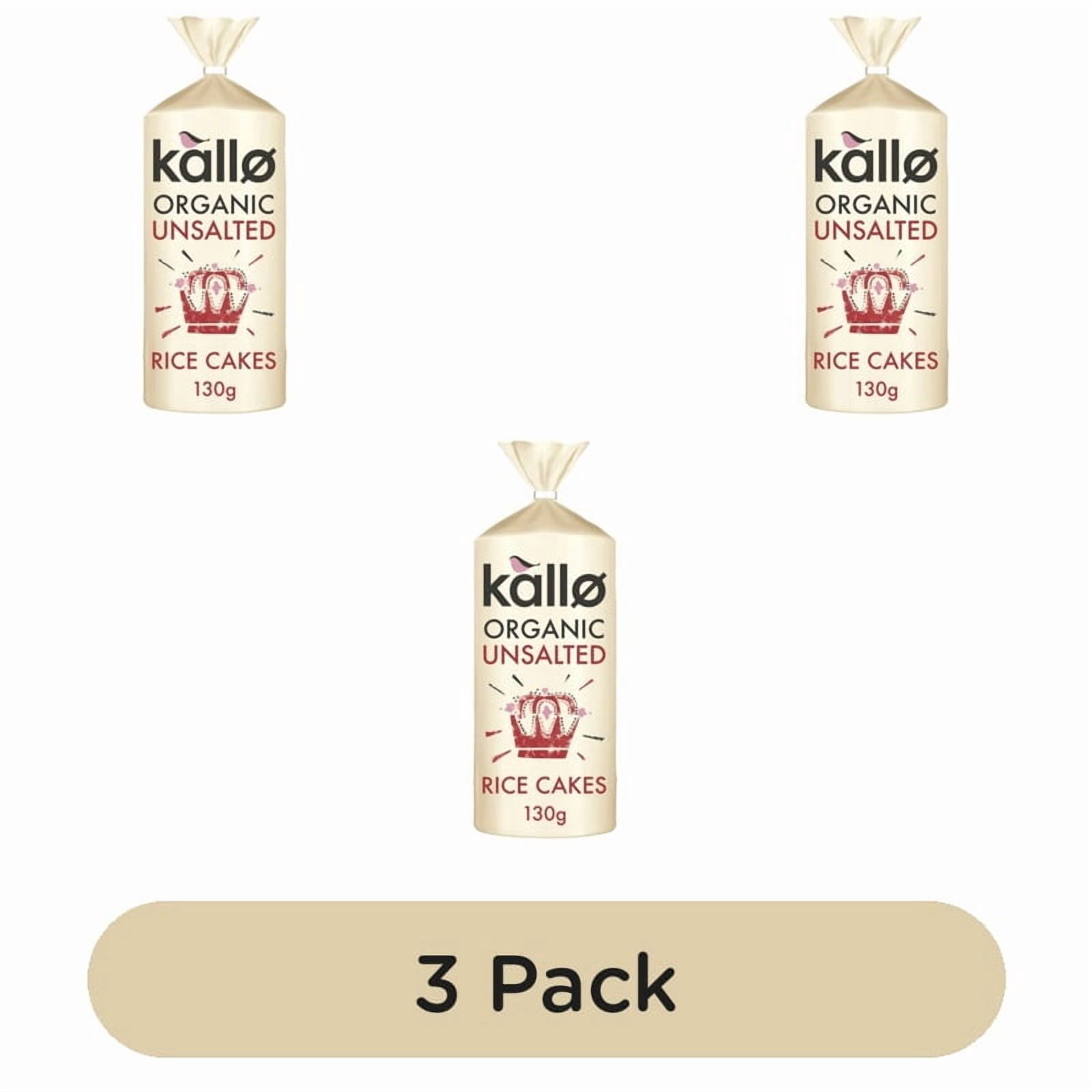 Kallo Organic Unsalted Rice Cakes 130g, British Import (Pack of 3)