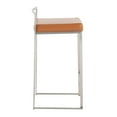 thumbnail image 3 of Fuji Contemporary Stackable Counter Stool In Stainless Steel With Camel Faux Leather Cushion - Set Of 2, 3 of 7