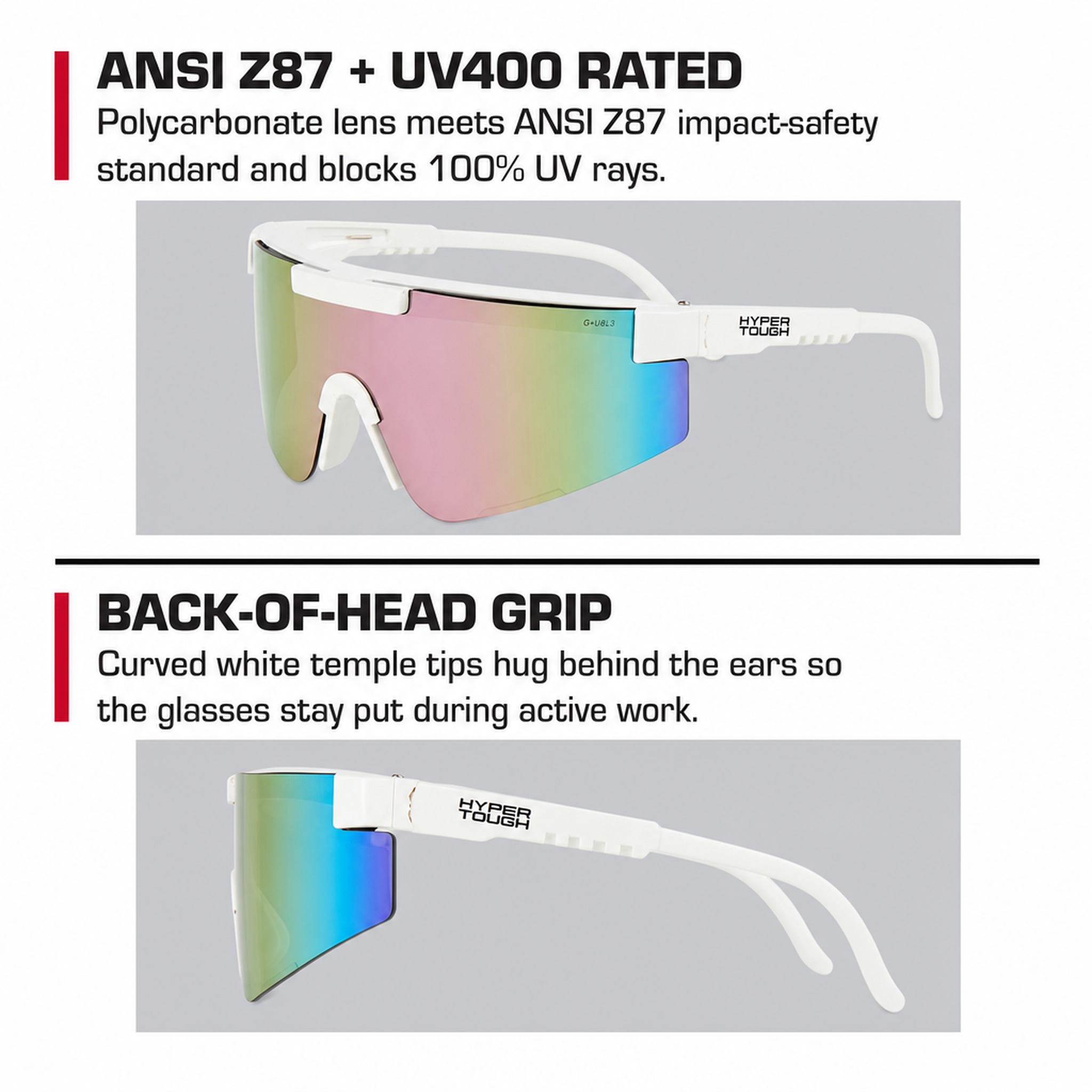 Hyper Tough Wraparound Safety Glasses with Anti-Scratch Coating photo 3