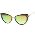 thumbnail image 2 of sunglassLA Unisex Women's High Fashion Metal Temple Super Cat Eye Sunglasses (Tortoise-Gold / Pink Yellow Mirror) - 55mm, 2 of 4