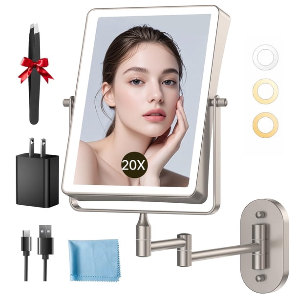 Espejo de Maquillaje Recargable FUNTOUCH con Aumento 1X/20X