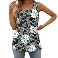 thumbnail image 2 of ALLLIST Womens Spring Tops Blue Square Neckline Graphic Sleeveless Tank Tops Tank Tops L, 2 of 5