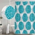 thumbnail image 4 of Polyester Fabric Turquoise Dahlia Shower Curtain, Country Gray Abstract Floral Flowers Waterproof Bathtub Curtain Bathroom Decor Set with Hooks 60 x 72 Inches, 4 of 6