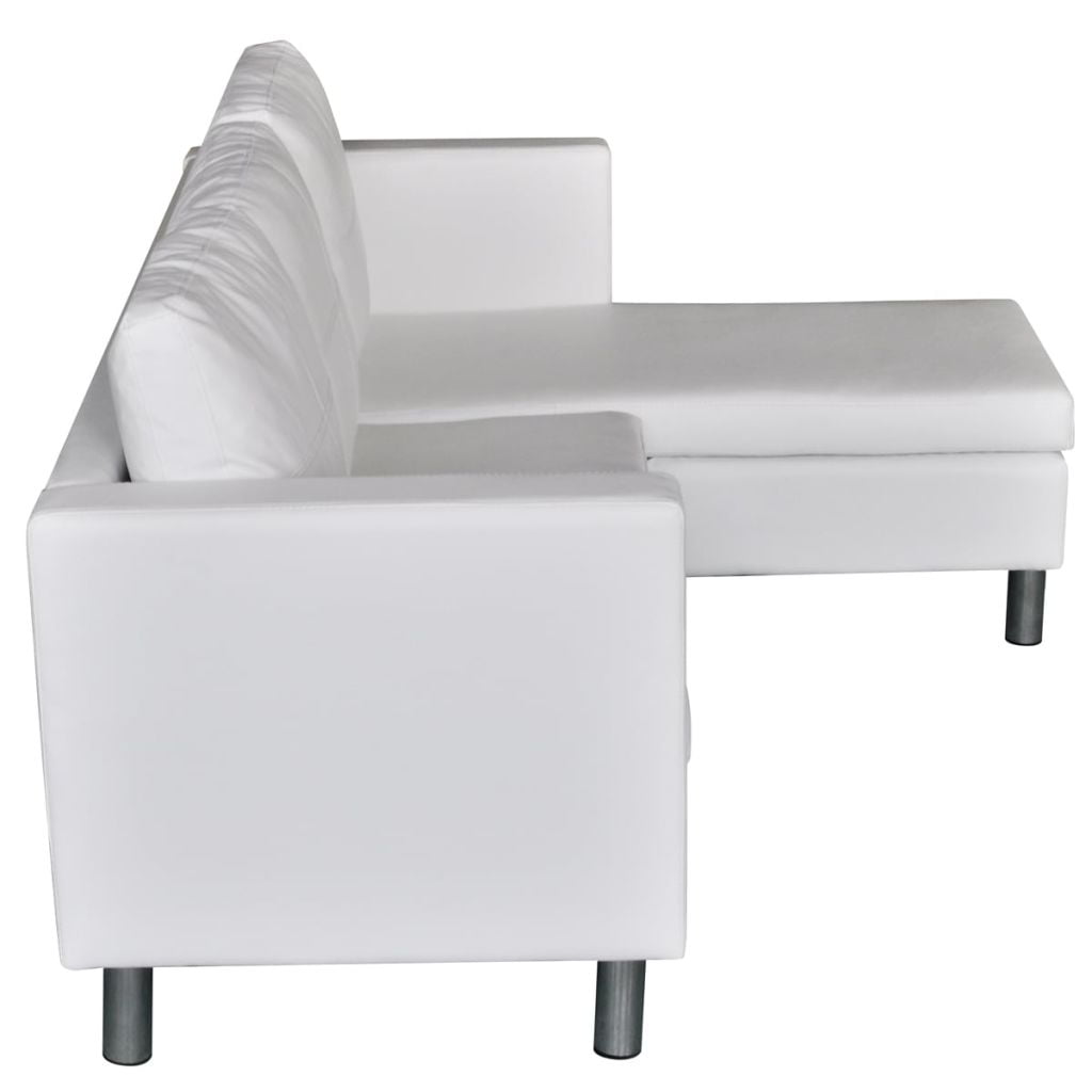 Kepooman Modern L-Shape Leather Sectional Sofa for Living Room Apartment, White Kepooman Modern L-Shape Leather Sectional Sofa for Living Room Apartment, White