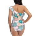 thumbnail image 6 of Yiaed Colorful Cute Pig Print Women One Piece Swimsuits Tummy Control One Shoulder Bathing Suits Pattern Ruffle Swimwear-X-Large, 6 of 8