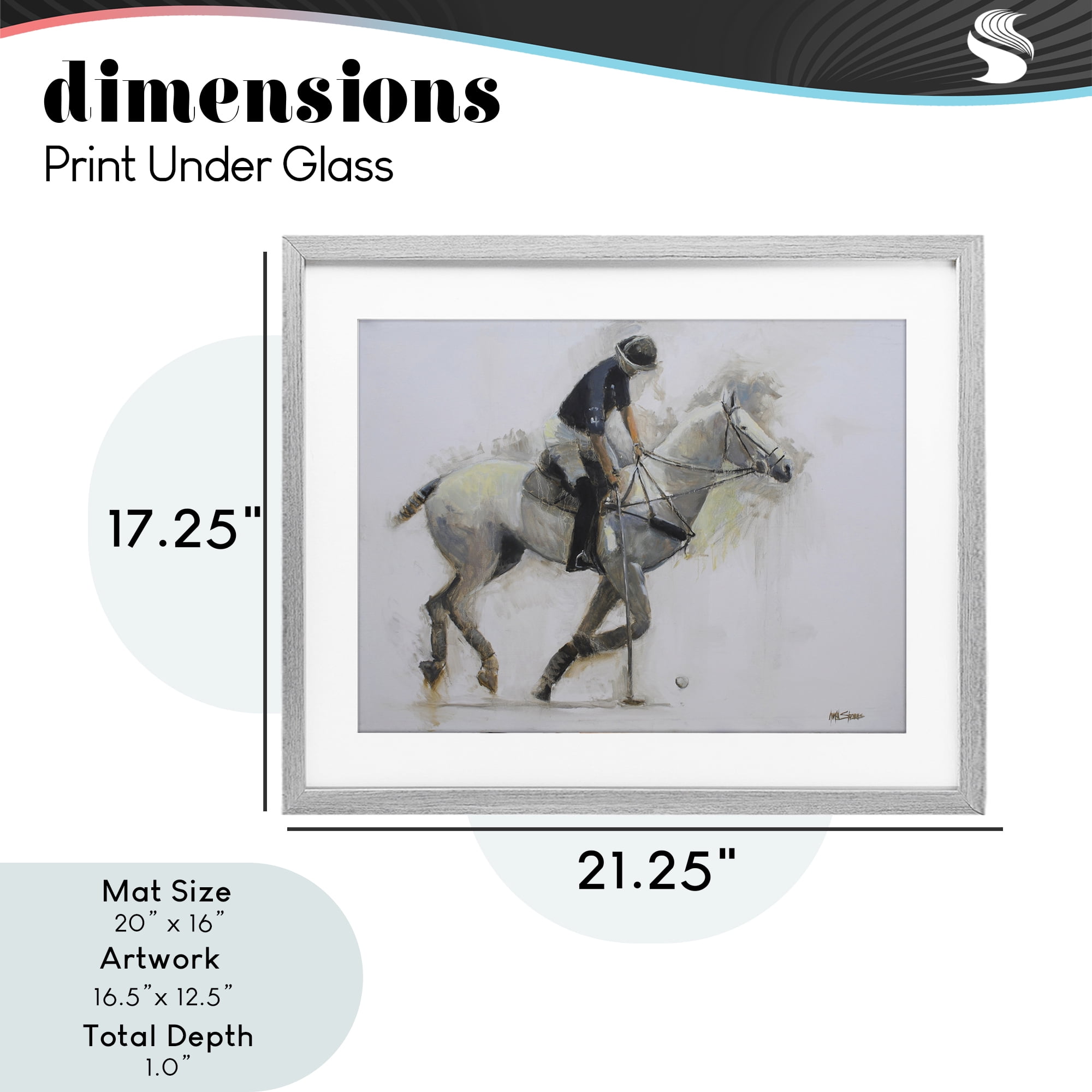 Stupell Industries Polo Rider in Motion Gray Framed Print Under Glass, design by Jadei Graphics