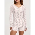 thumbnail image 3 of Women Trendy Playsuit, Floral Print V Neck Button-Down Long Sleeve Tight Rompers Shorts for Ladies, 3 of 9
