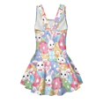 thumbnail image 5 of Tutolipy Rabbit Flowers Swimsuits, Soft Girls' Sleeveless One Piece Swimsuit with Skirt, Skirted Bathing Suit for Pool, Size 8-9 Years, 5 of 8