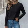 thumbnail image 2 of ZHYou Women Textured Knit Sweaters,Long Sleeve Tops,Slim Fit,Casual Daily Wear Crewneck Basic Style Tops,Black,Size M, 2 of 5