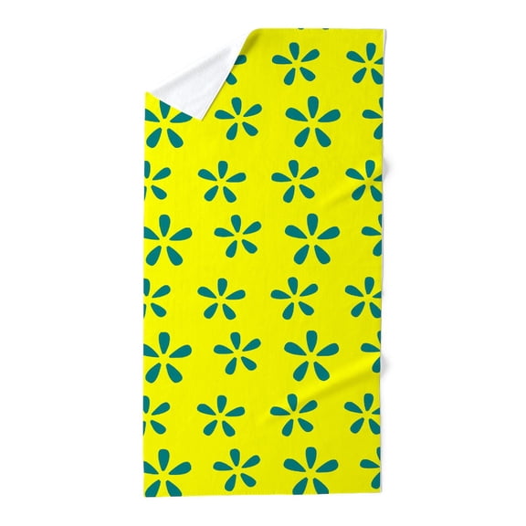 CafePress - Yellow Modern Flowers - Large Beach Towel, Soft 30"x60" Towel with Unique Design