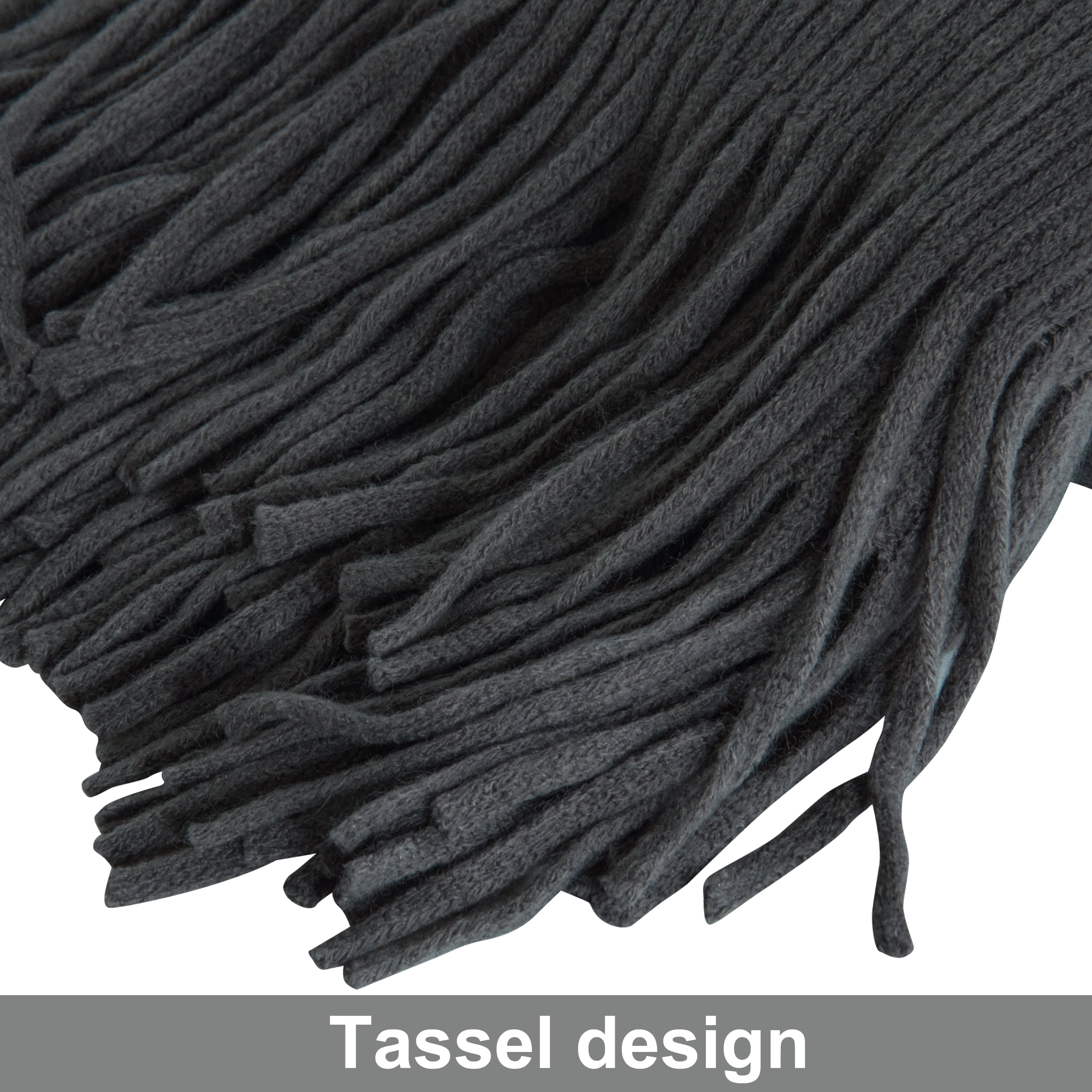 Ntbay Acrylic Knitted Throw Blanket with 7" Tassels, Lightweight and Soft Cozy Decorative Woven Blanket for Travel, Couch, Bed, Sofa, 51" x 67", Gray Striped