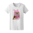 thumbnail image 2 of Watercolor Cute Owl Winter Hat T-Shirt Women -Image by Shutterstock, Female x-Large, 2 of 4
