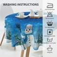 thumbnail image 4 of Christmas Tablecloth Blue Snowman Round Tablecloth 60 Inch With Xmas Tree Table Cloth for Outdoor Picnic Kitchen Dining Decor, Washable Waterproof Polyester Fabric Table Cover for Holiday Home Party, 4 of 13