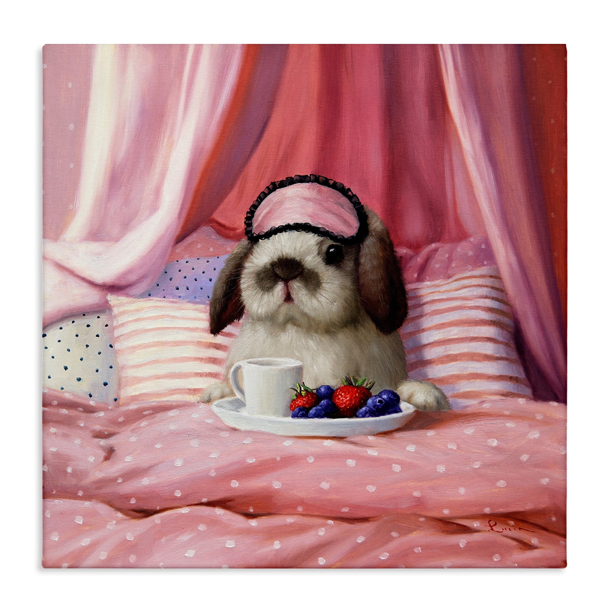 Stupell Industries Adorable House Bunny Rabbit Breakfast In Bed Pink, 17 x 17, Design by Lucia Heffernan