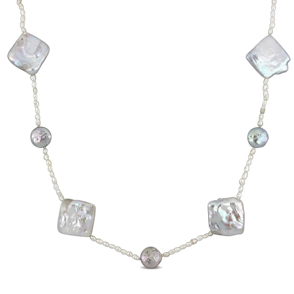 Everly Women's Cultured Freshwater Pearl Sterling Silver Stackable Station Necklace