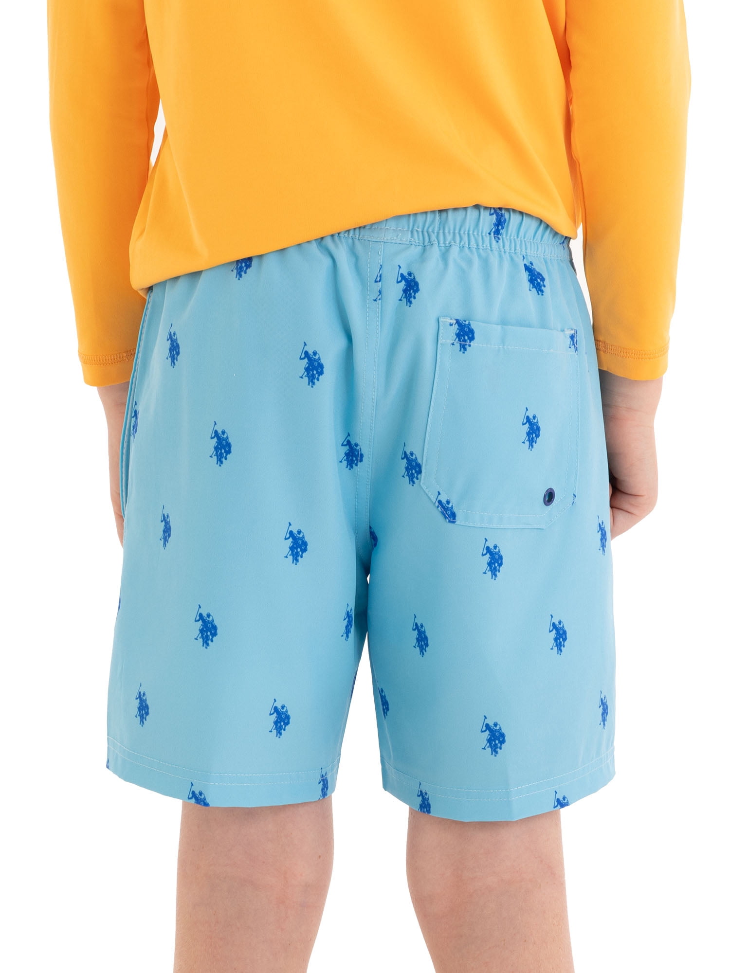 U.S. Polo Assn. Boys Logo Print Swim Short with Brief Liner, Sizes 4-18