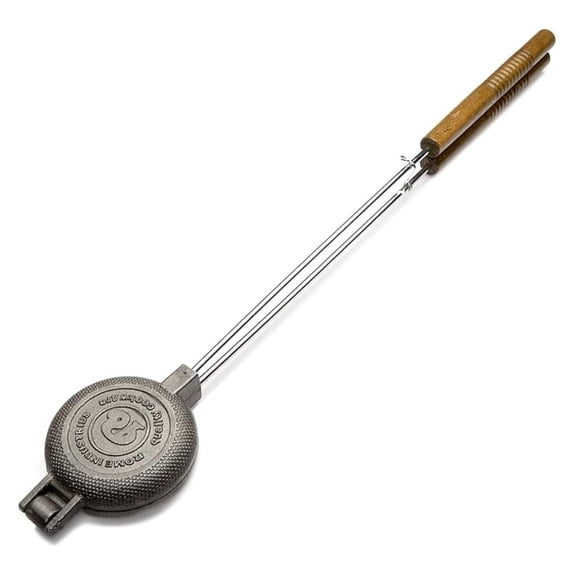's Round Pie Iron with Steel and Wood Handles