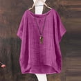 thumbnail image 2 of Womens Tops Summer Short Sleeve Solid Casual Loose Linen Top, 2 of 6