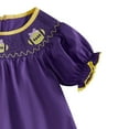 thumbnail image 5 of HCNTES Toddler Baby Girl Dress College Football Game Day Outfit Puff Short Sleeve Smocked Bubble Dresses Playwear(Purple,12-18 Months), 5 of 6
